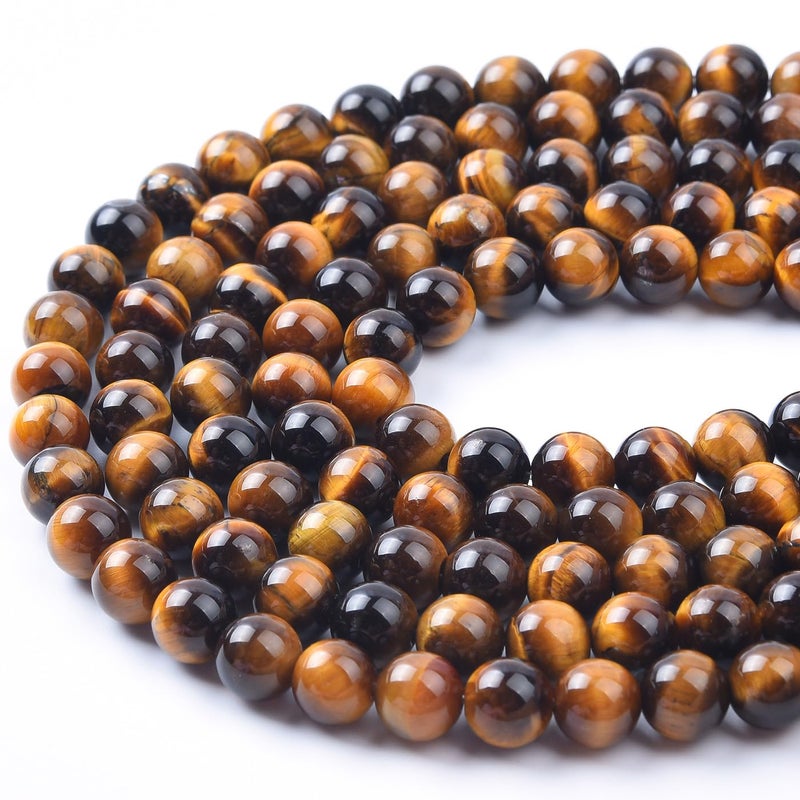 LIFAVOVY 10mm Natural Yellow Tiger Eye Beads Round Gemstone Loose Beads for Jewelry Making (38pcs/Strand) - Image 2